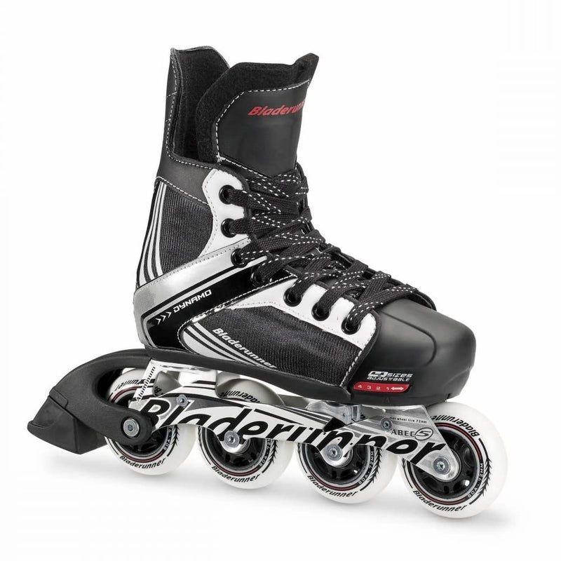 ROLLERBLADE بليدرانر من رولر بليد داينامو جونيور زلاجات هوكي قابلة للتعديل، أسود وأبيض، زلاجات خطية، مقاس 1 - 4 - Image 1